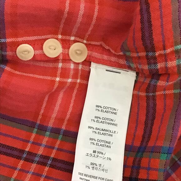 J. Crew Boy Fit Shirt Red Scotch Tartan Plaid Button Up Down Top Western sz 8 - Picture 7 of 11